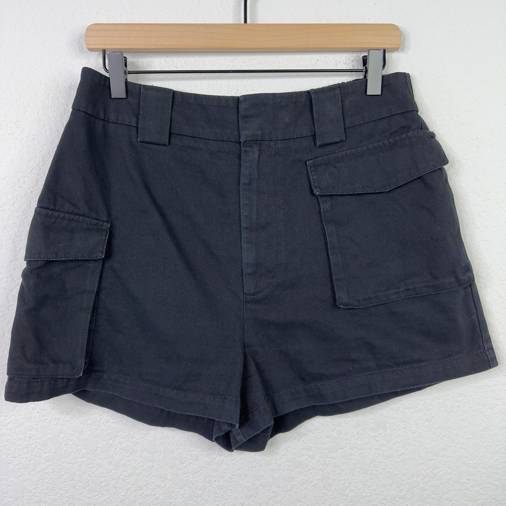 TNA Aritzia Cargo Shorts Womens L‎ Black Utility High Rise Streetwear Minimalist